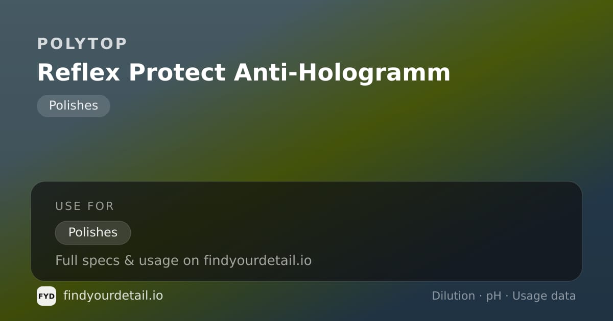 POLYTOP Reflex Protect Anti-Hologramm dilution ratio and pH specification chart