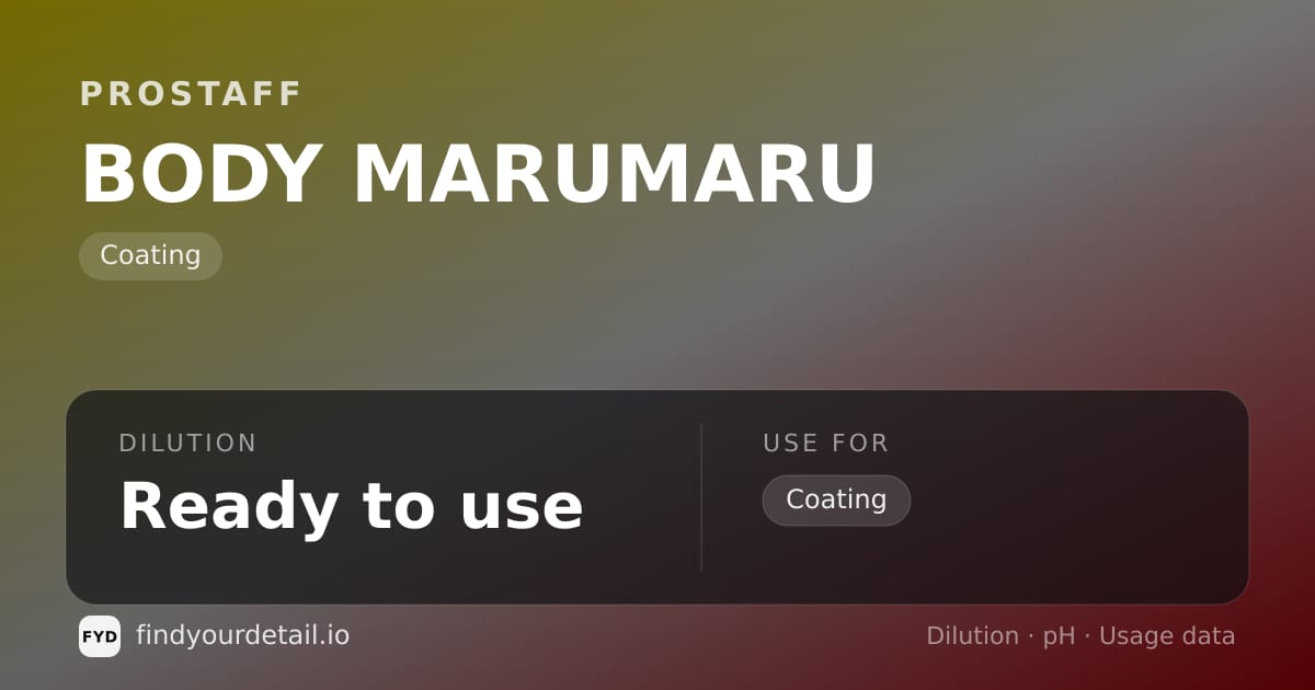 ProStaff BODY MARUMARU dilution ratio and pH specification chart