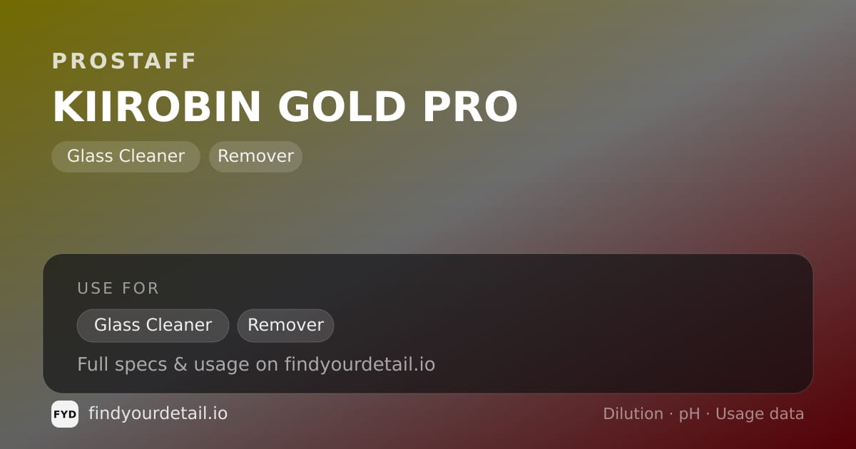 ProStaff KIIROBIN GOLD PRO dilution ratio and pH specification chart