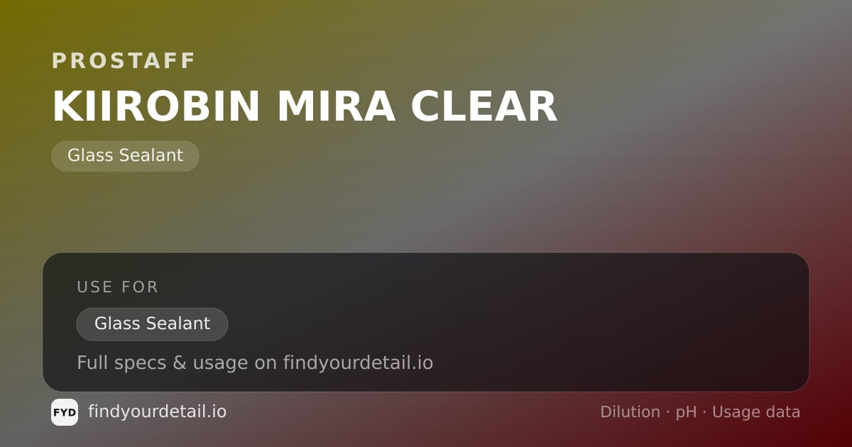 ProStaff KIIROBIN MIRA CLEAR dilution ratio and pH specification chart