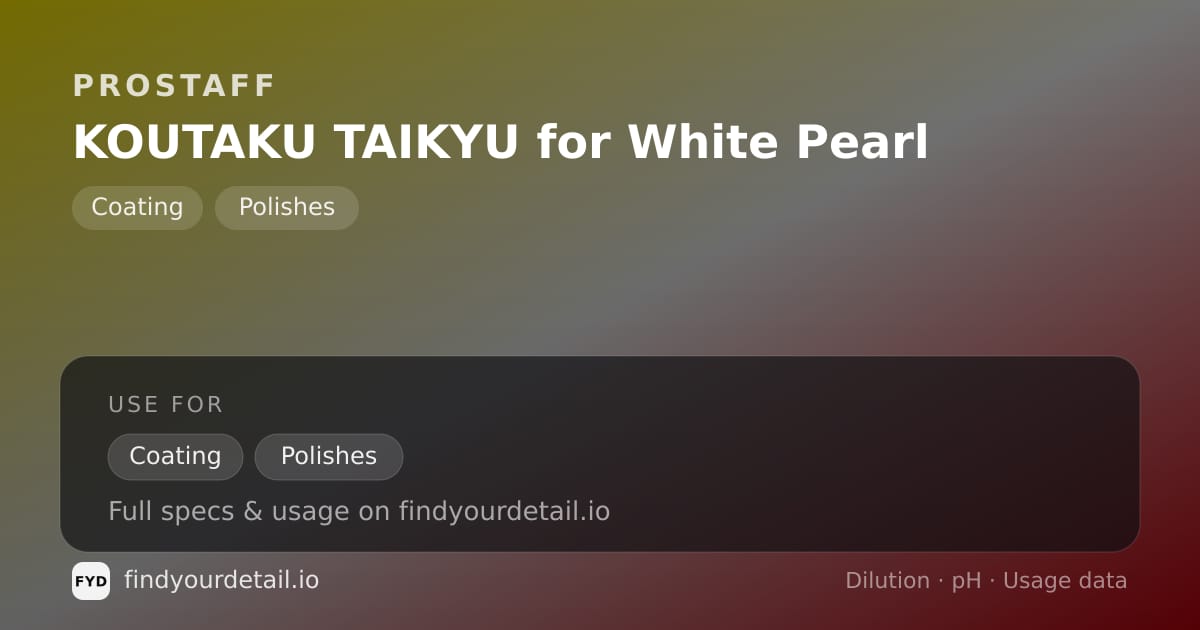 ProStaff KOUTAKU TAIKYU for White Pearl dilution ratio and pH specification chart