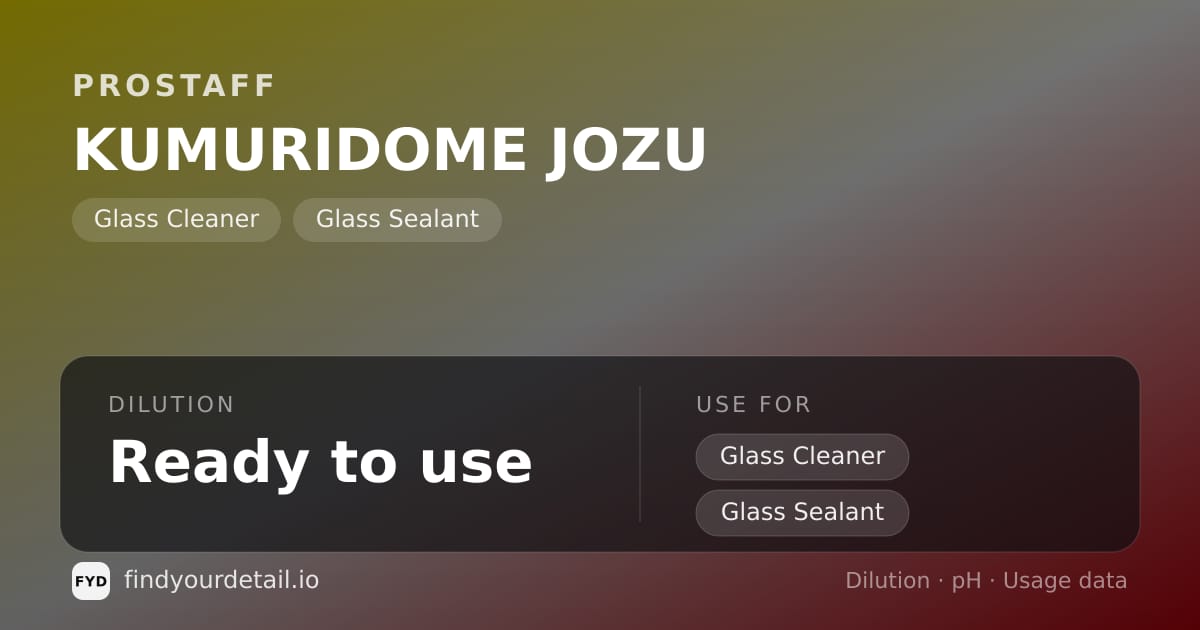 ProStaff KUMURIDOME JOZU dilution ratio and pH specification chart