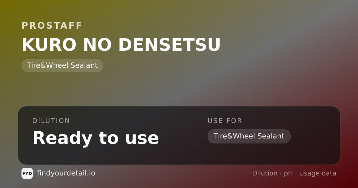 ProStaff KURO NO DENSETSU dilution ratio and pH specification chart