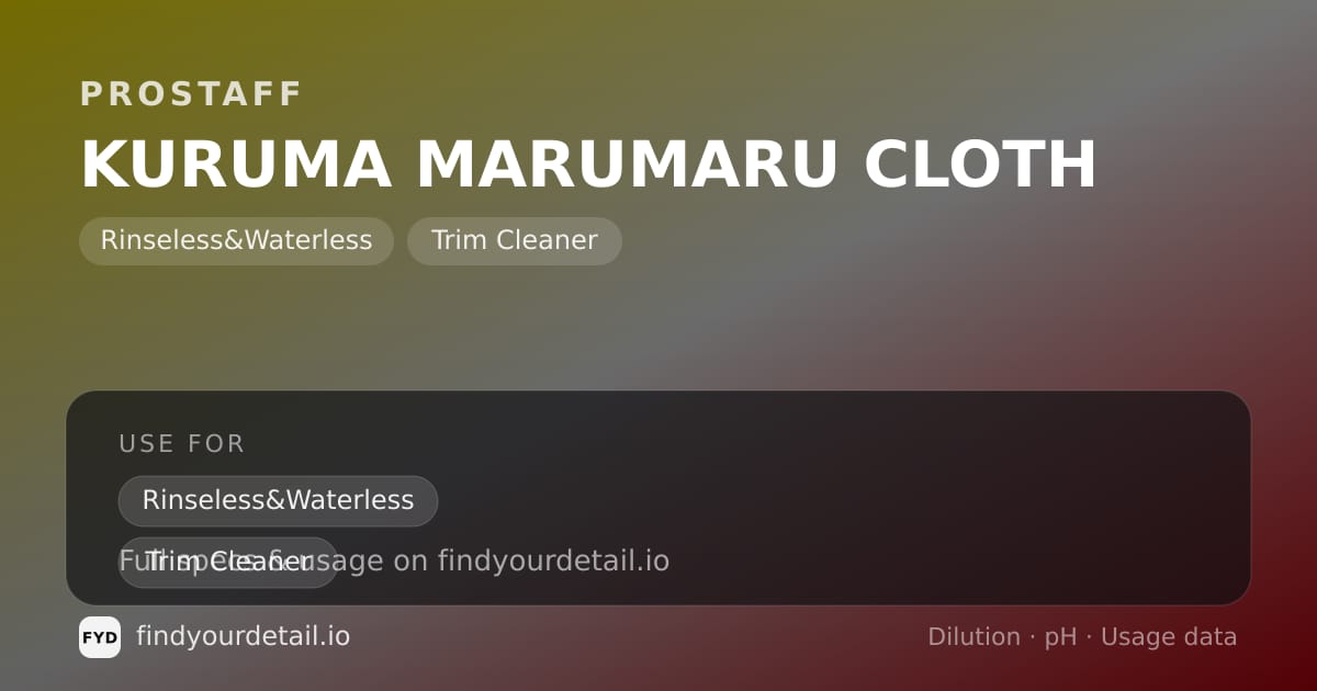 ProStaff KURUMA MARUMARU CLOTH dilution ratio and pH specification chart