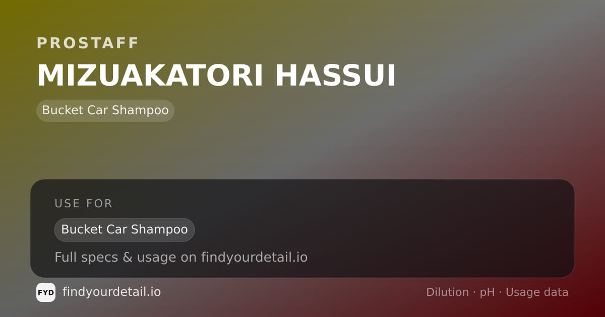 ProStaff MIZUAKATORI HASSUI dilution ratio and pH specification chart