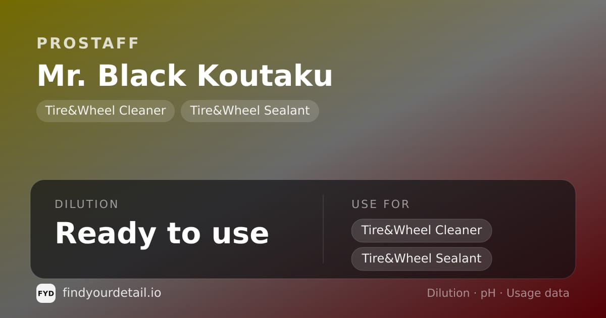 ProStaff Mr. Black Koutaku dilution ratio and pH specification chart