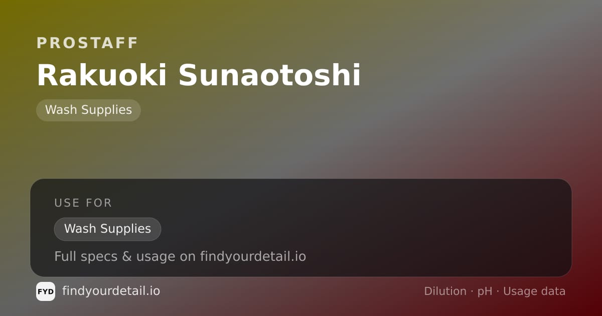 ProStaff Rakuoki Sunaotoshi dilution ratio and pH specification chart