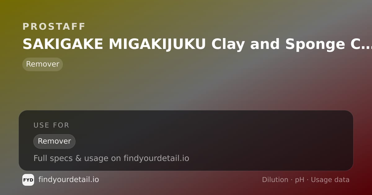 ProStaff SAKIGAKE MIGAKIJUKU Clay and Sponge Cleaner dilution ratio and pH specification chart