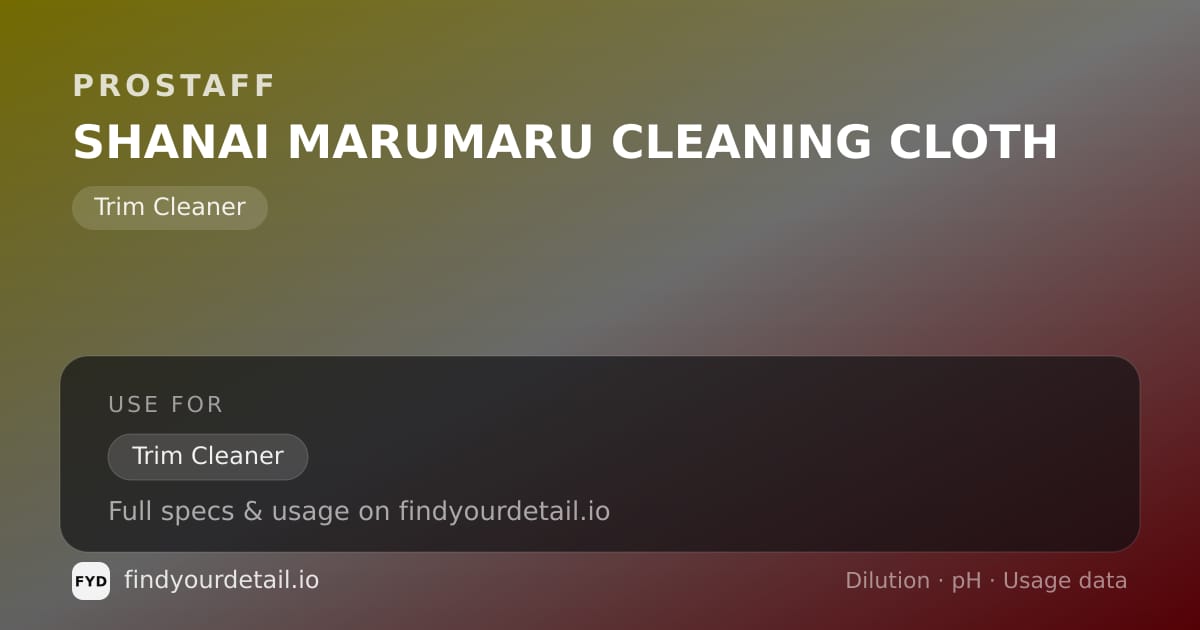 ProStaff SHANAI MARUMARU CLEANING CLOTH dilution ratio and pH specification chart