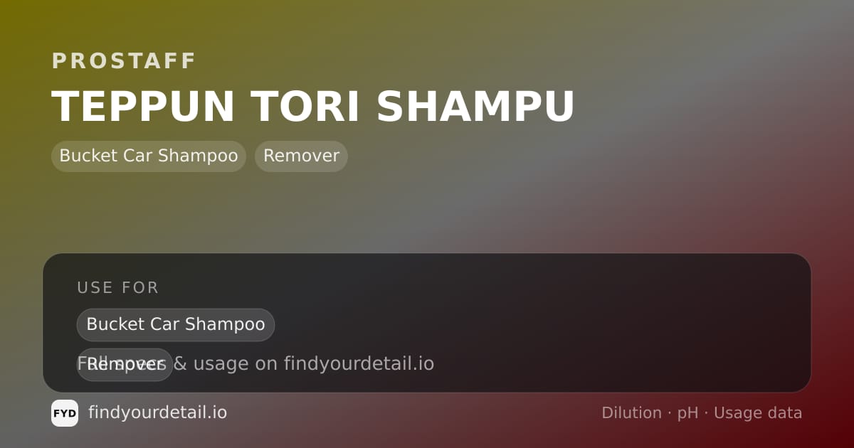 ProStaff TEPPUN TORI SHAMPU dilution ratio and pH specification chart