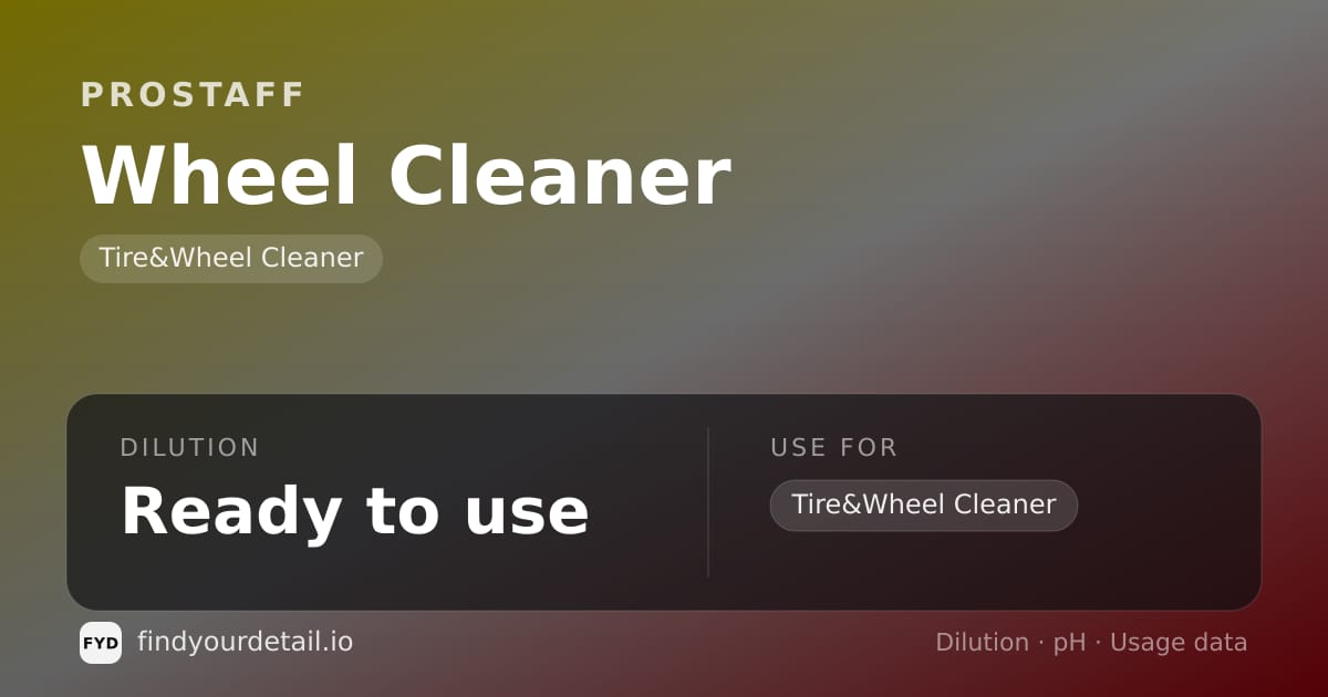 ProStaff Wheel Cleaner dilution ratio and pH specification chart