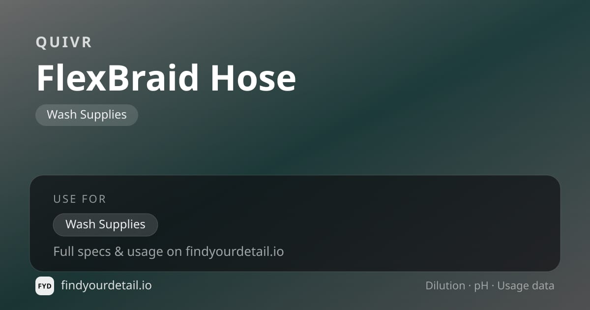 QUIVR FlexBraid Hose dilution ratio and pH specification chart