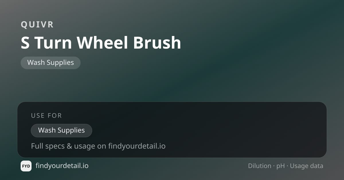 QUIVR S Turn Wheel Brush dilution ratio and pH specification chart