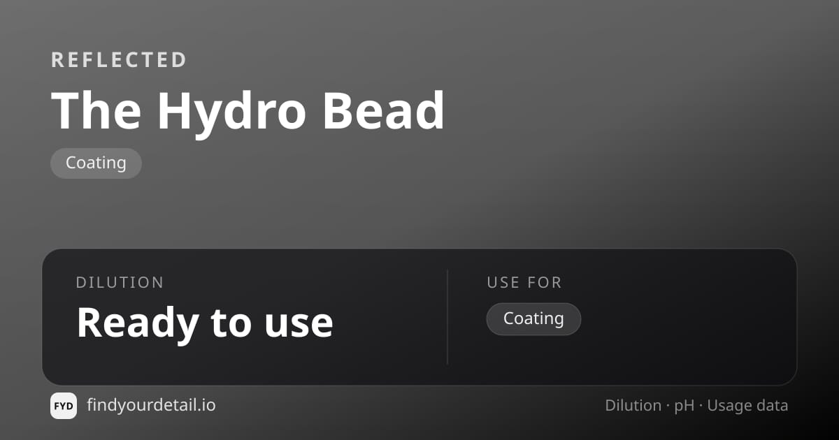 REFLECTED The Hydro Bead dilution ratio and pH specification chart