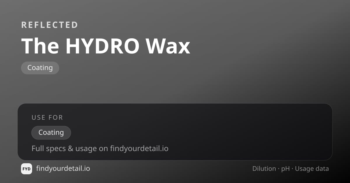 REFLECTED The HYDRO Wax dilution ratio and pH specification chart
