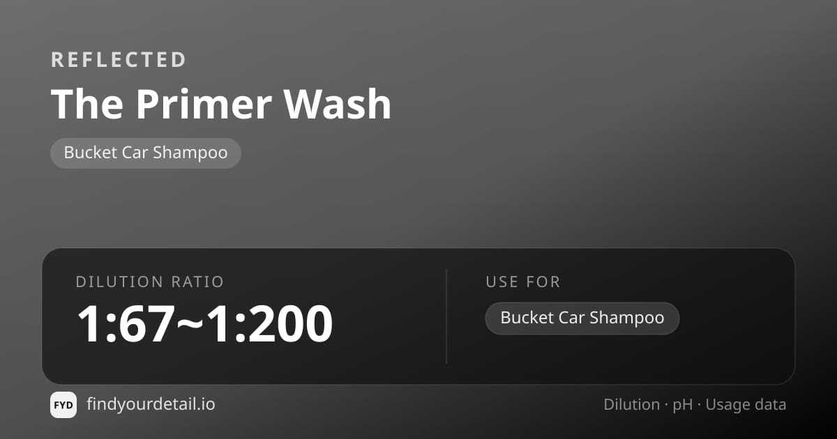 REFLECTED The Primer Wash dilution ratio and pH specification chart