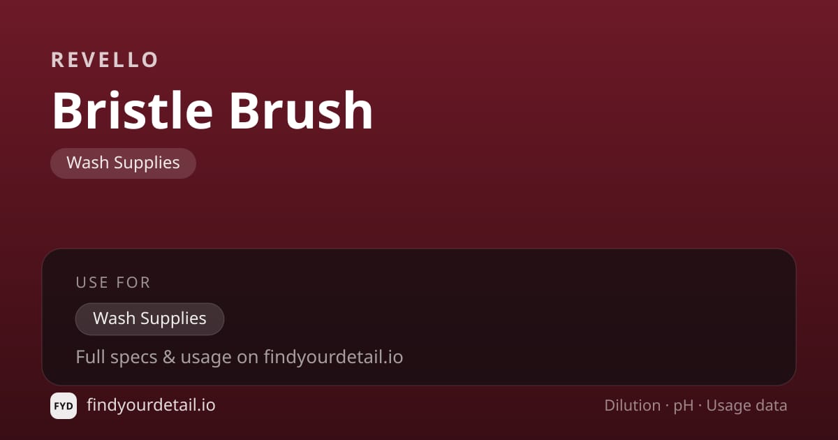 Revello Bristle Brush dilution ratio and pH specification chart