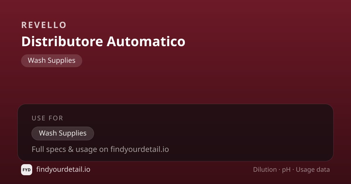 Revello Distributore Automatico dilution ratio and pH specification chart