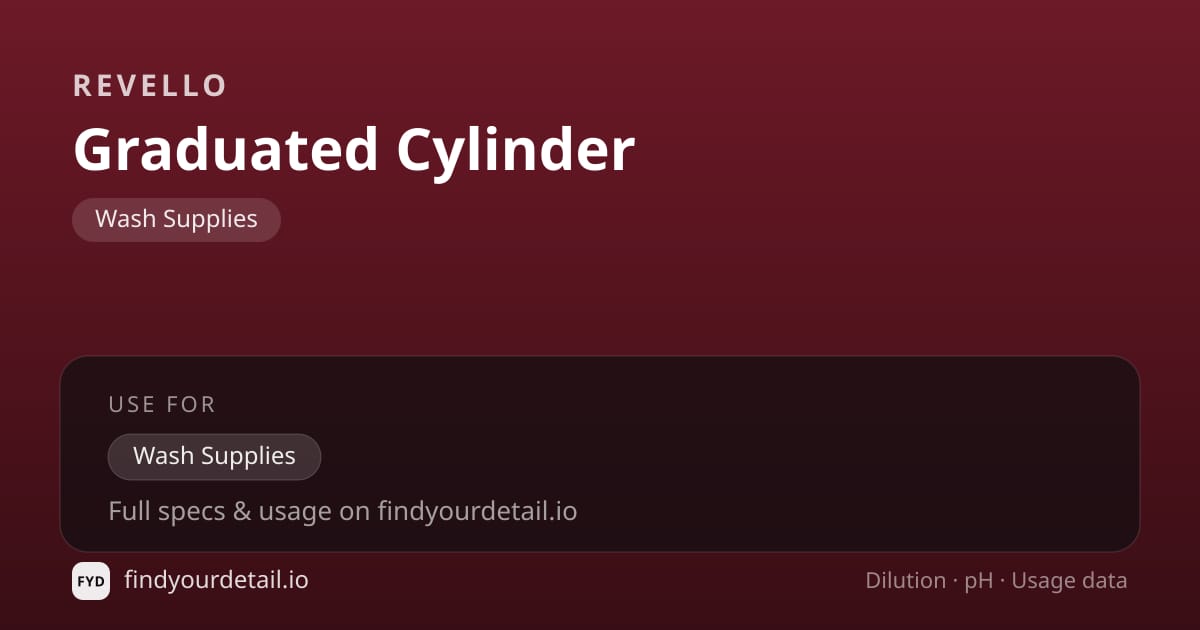Revello Graduated Cylinder dilution ratio and pH specification chart