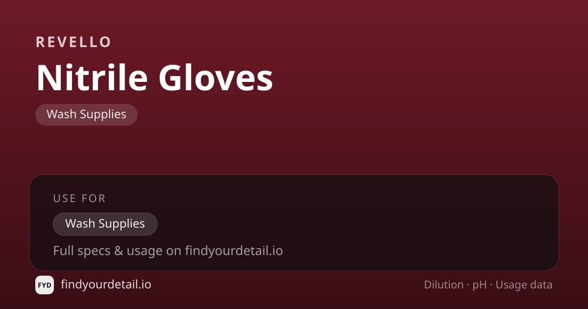 Revello Nitrile Gloves dilution ratio and pH specification chart