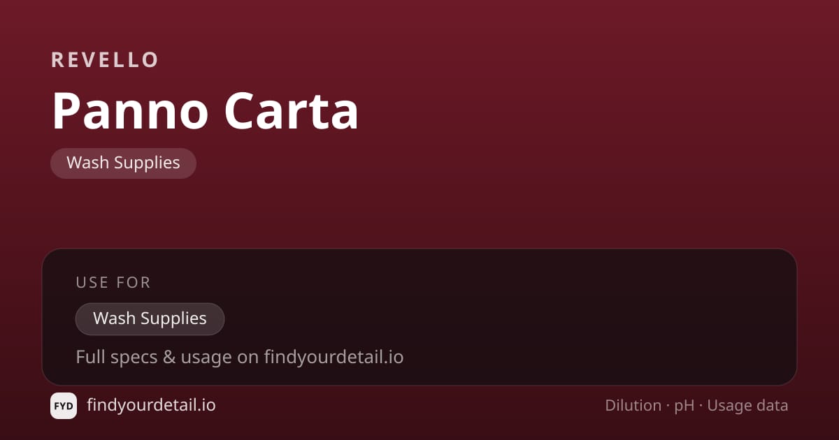 Revello Panno Carta dilution ratio and pH specification chart