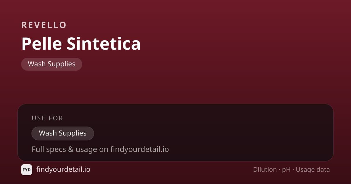Revello Pelle Sintetica dilution ratio and pH specification chart