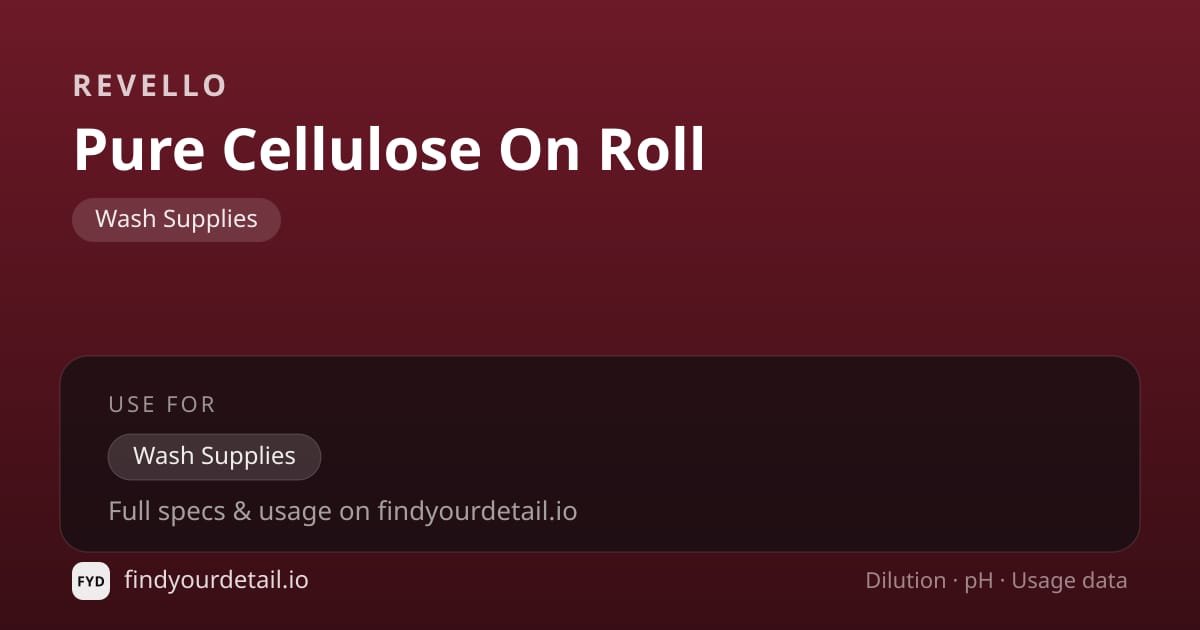 Revello Pure Cellulose On Roll dilution ratio and pH specification chart