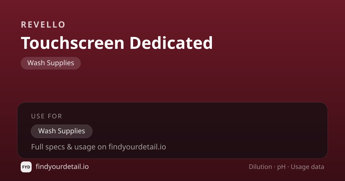 Revello Touchscreen Dedicated dilution ratio and pH specification chart