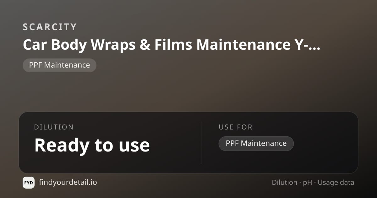 SCARCITY Car Body Wraps & Films Maintenance Y-190C dilution ratio and pH specification chart