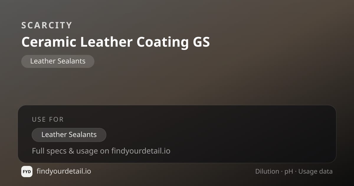 SCARCITY Ceramic Leather Coating GS dilution ratio and pH specification chart