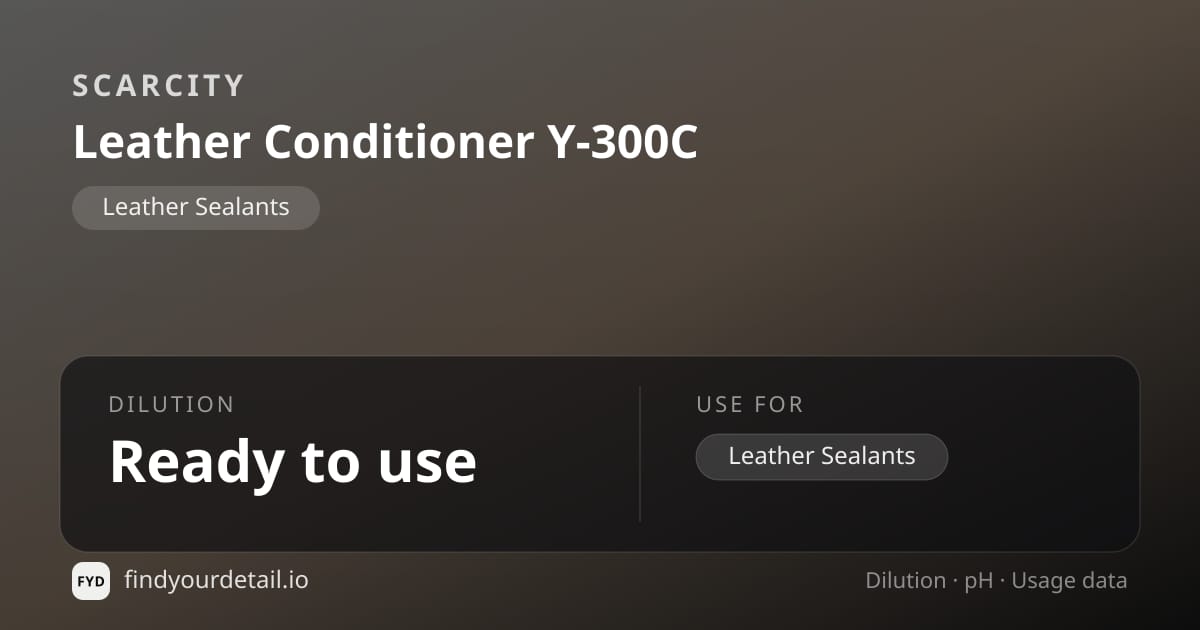 SCARCITY Leather Conditioner Y-300C dilution ratio and pH specification chart