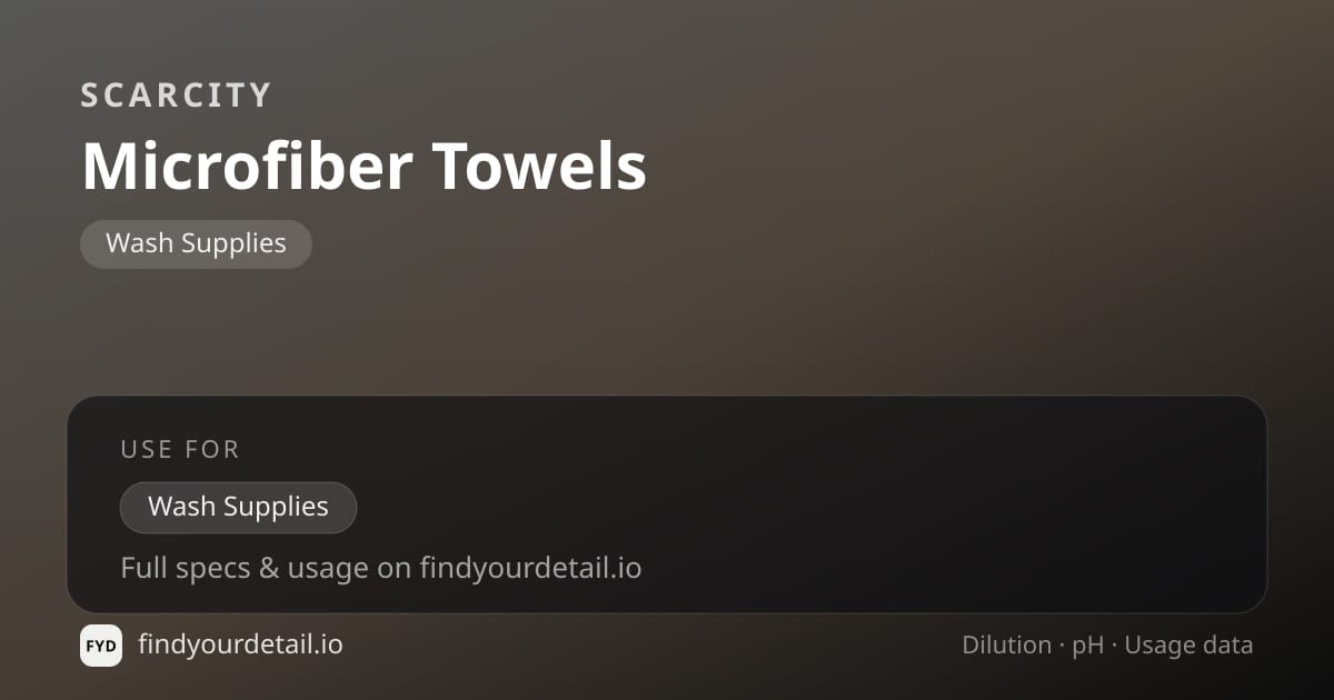 SCARCITY Microfiber Towels dilution ratio and pH specification chart
