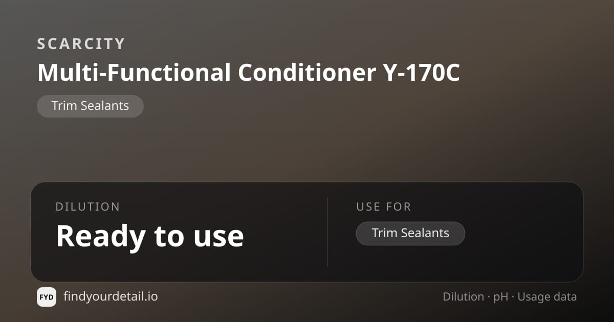 SCARCITY Multi-Functional Conditioner Y-170C dilution ratio and pH specification chart