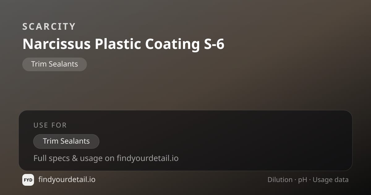 SCARCITY Narcissus Plastic Coating S-6 dilution ratio and pH specification chart