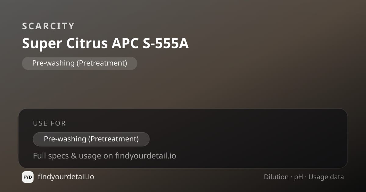 SCARCITY Super Citrus APC S-555A dilution ratio and pH specification chart