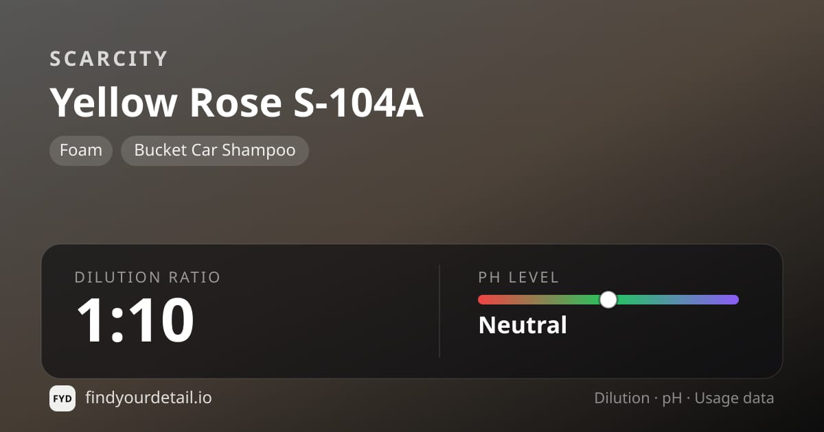 SCARCITY Yellow Rose S-104A dilution ratio and pH specification chart