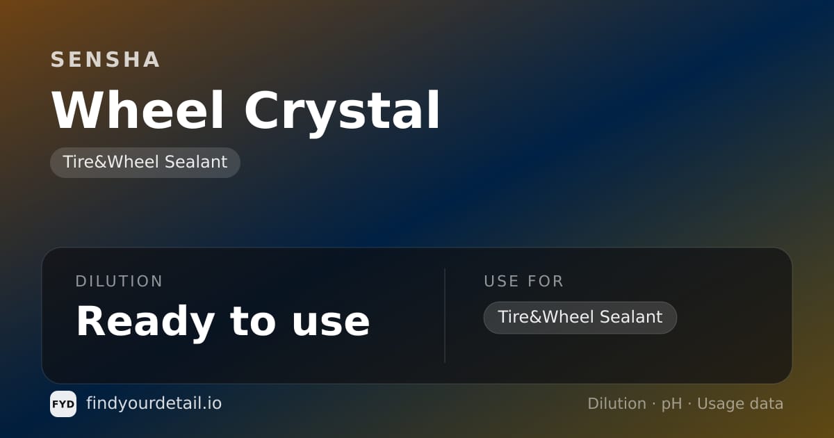 SENSHA Wheel Crystal dilution ratio and pH specification chart