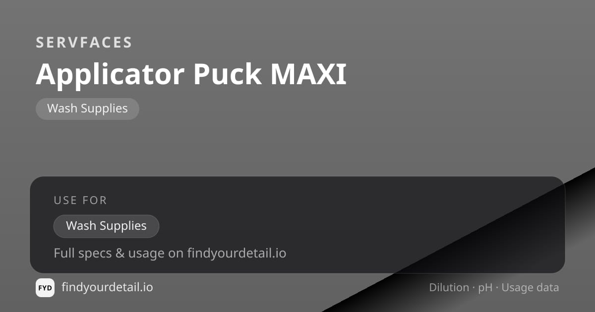 servFaces Applicator Puck MAXI dilution ratio and pH specification chart