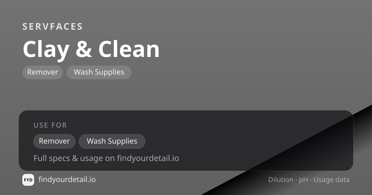 servFaces Clay & Clean dilution ratio and pH specification chart