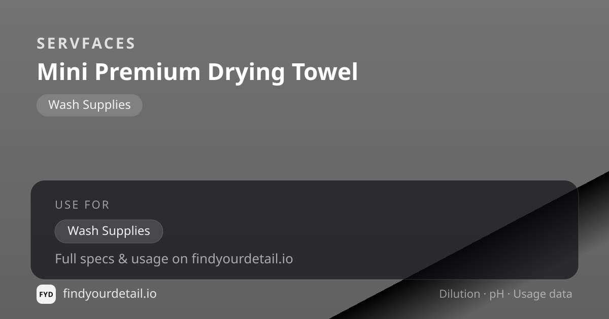 servFaces Mini Premium Drying Towel dilution ratio and pH specification chart