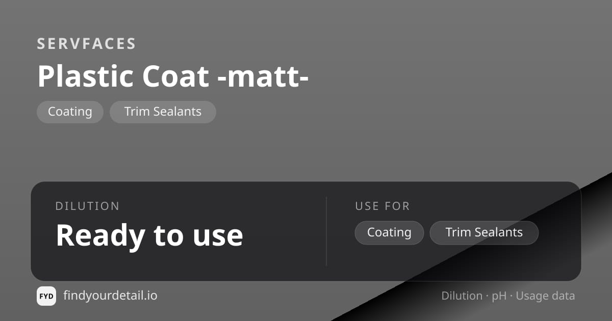 servFaces Plastic Coat -matt- dilution ratio and pH specification chart