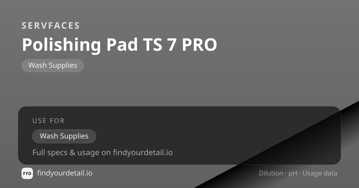 servFaces Polishing Pad TS 7 PRO dilution ratio and pH specification chart