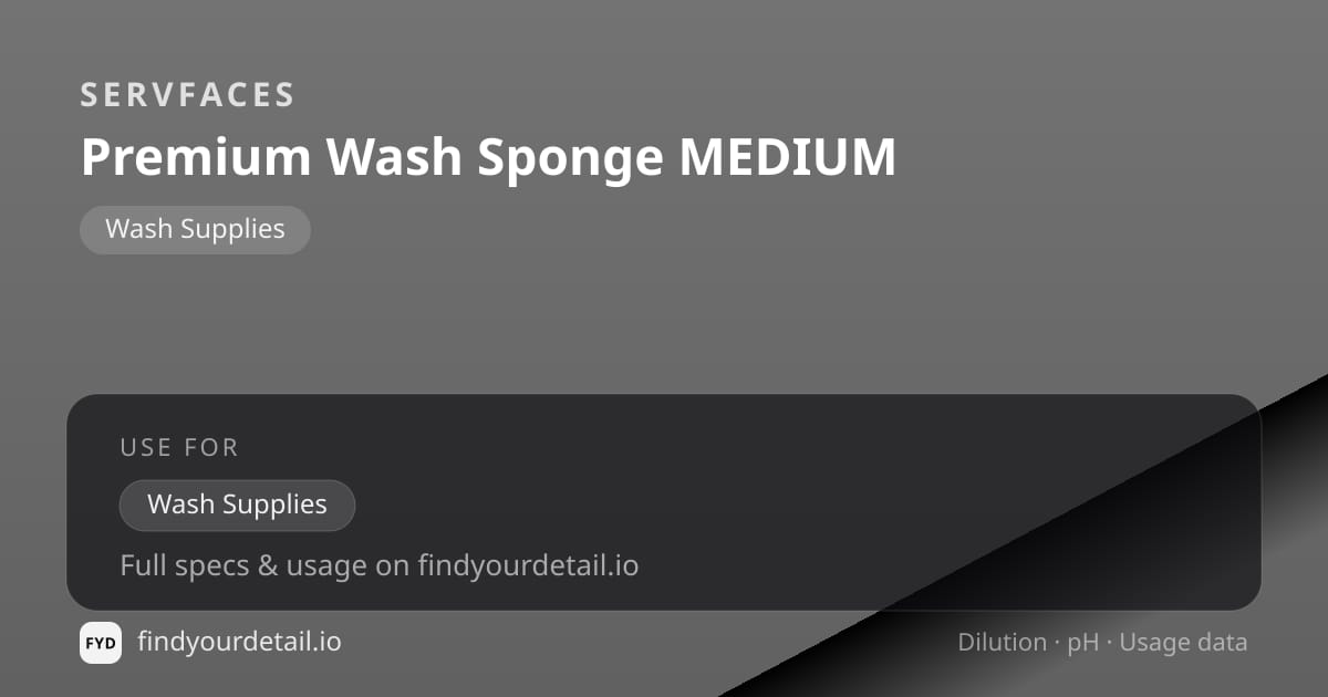 servFaces Premium Wash Sponge MEDIUM dilution ratio and pH specification chart