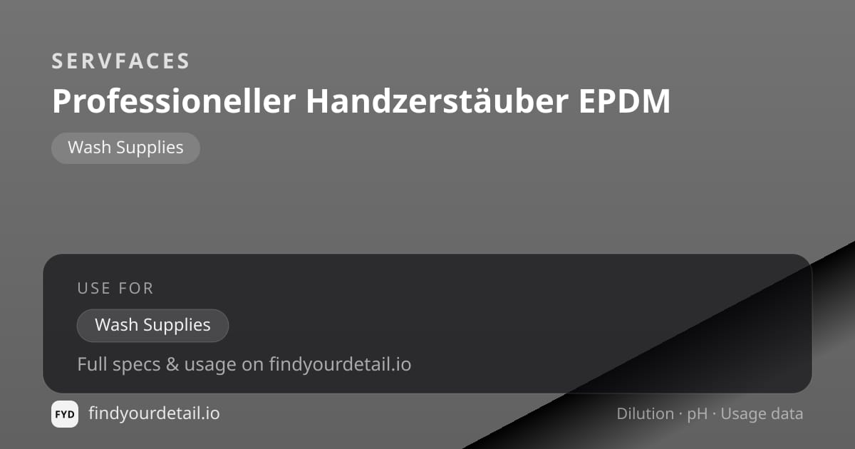 servFaces Professional Hand Sprayer EPDM dilution ratio and pH specification chart