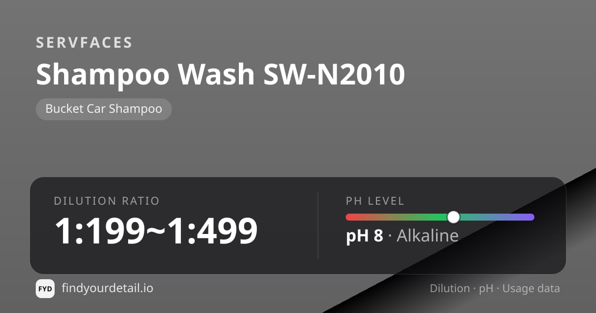 servFaces Shampoo Wash SW-N2010 dilution ratio and pH specification chart