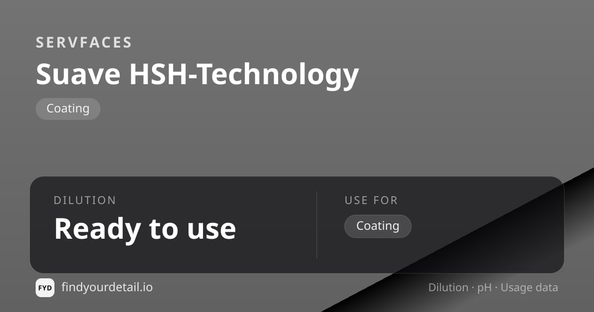 servFaces Suave HSH-Technology dilution ratio and pH specification chart
