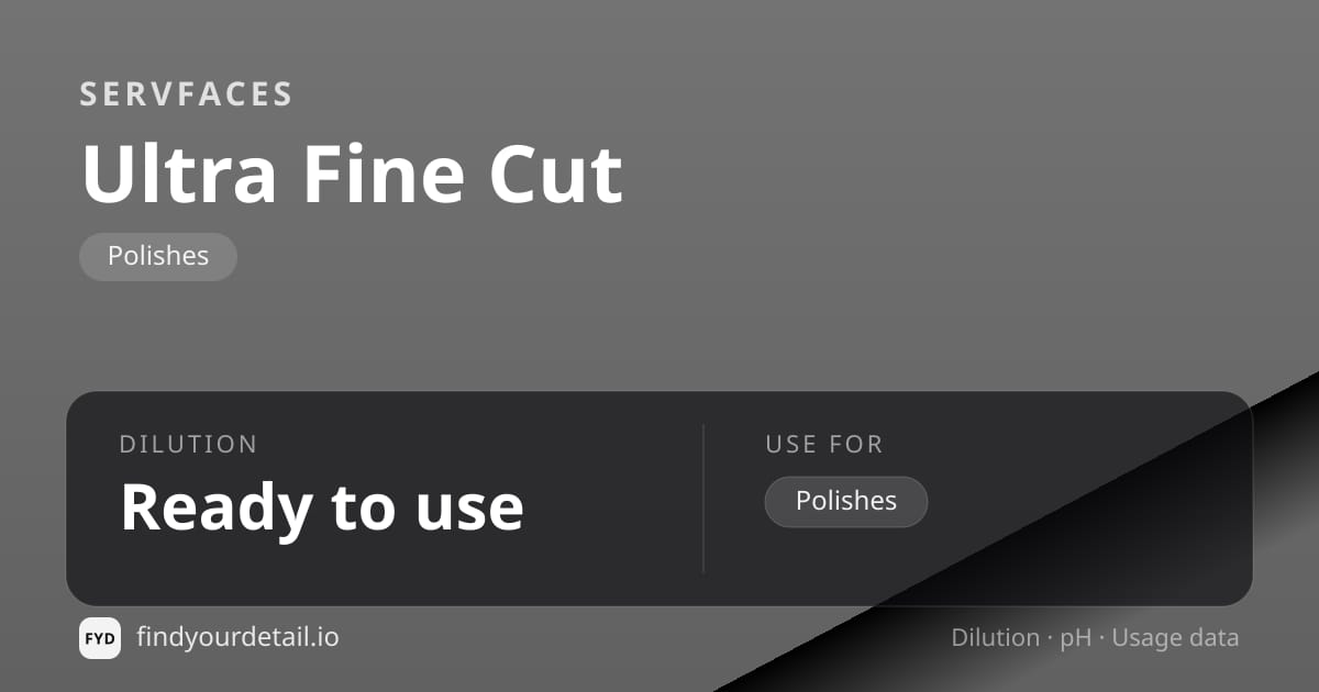 servFaces Ultra Fine Cut dilution ratio and pH specification chart