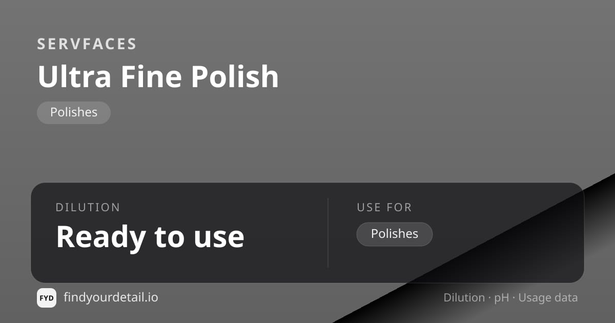 servFaces Ultra Fine Polish dilution ratio and pH specification chart