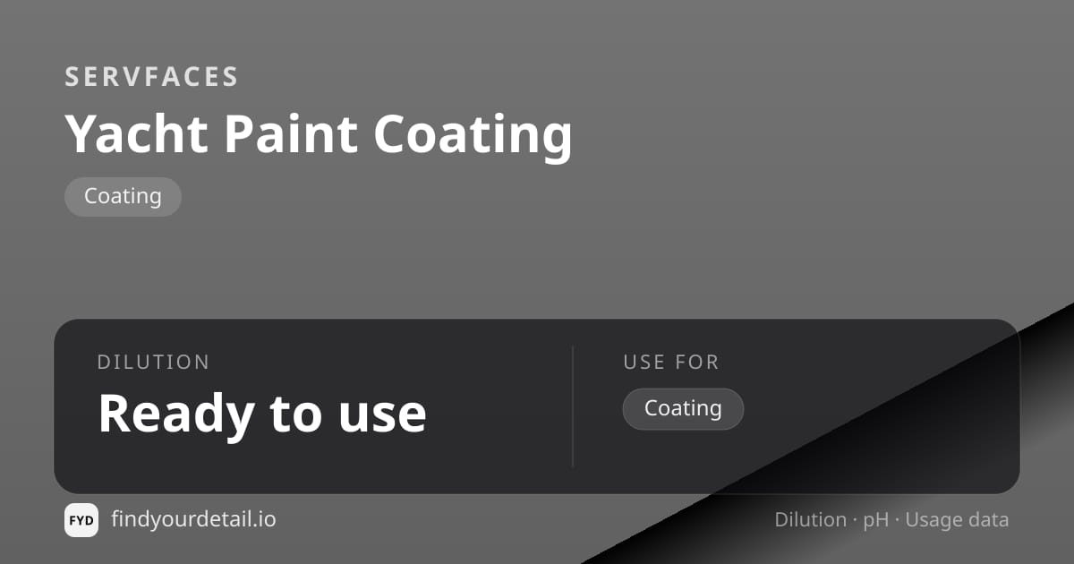 servFaces Yacht Paint Coating dilution ratio and pH specification chart