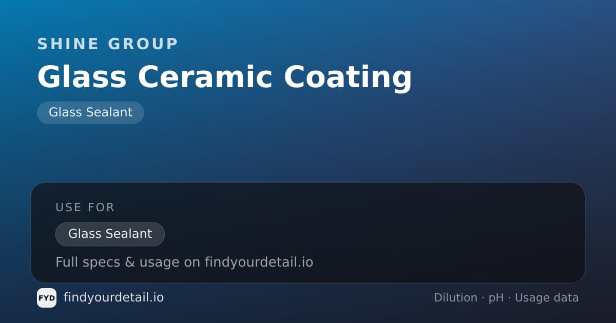 Shine group Glass Ceramic Coating dilution ratio and pH specification chart